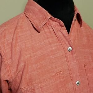 Madewell salmon red boyfriend shirt pocket small